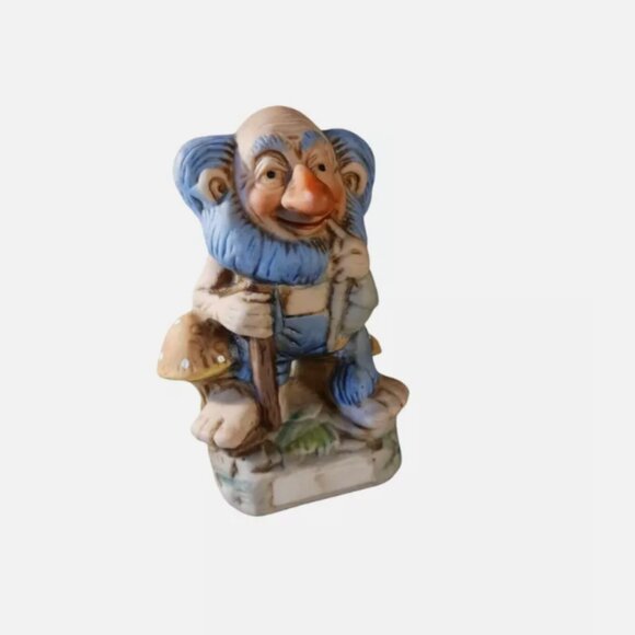 Vintage 1970s Garden Gnome Old Elf Pixie Ceramic Mold Cast Figure 4" Statue - Picture 2 of 10